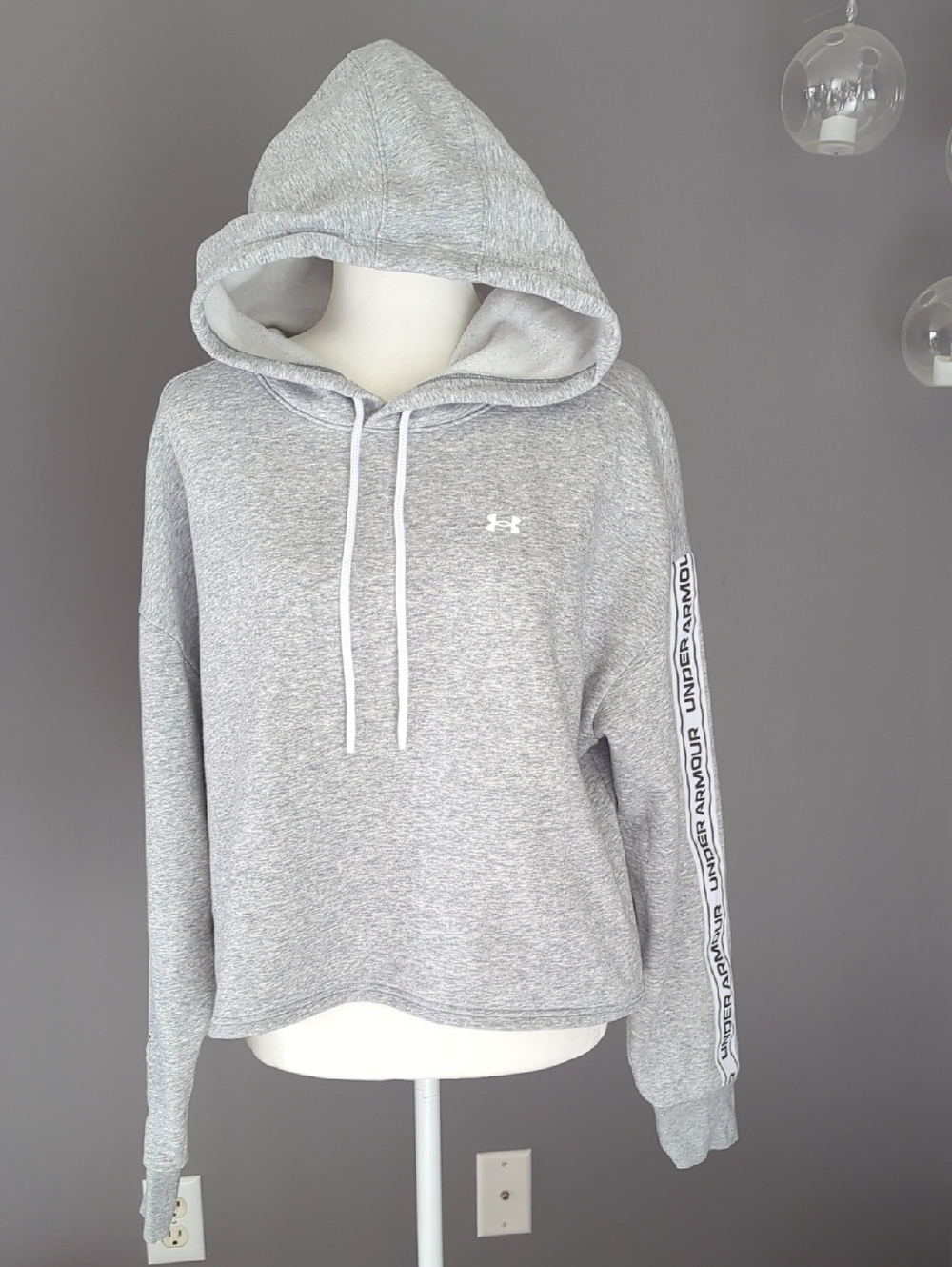 Under Armour Light Gray Women's Hoodie with Branded Sleeve Tape